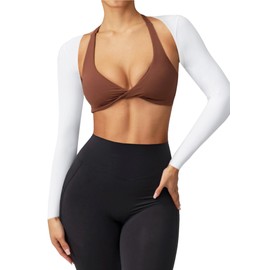 Coloquin Women Bolero Shrug Long Sleeve Open Front Workout Ballet Shrug Arm Sleeves White M