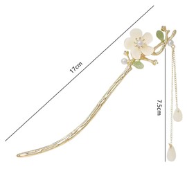Jade Orchid Hairpin, Chinese Hair Sticks for Women Girls, Ancient Style Hemfu Hairpin, Tassel Hair Accessory, Hair Stick Wedding Hair Comb, Vintage Hair Stick Hair Decor Chinese Hair Pins