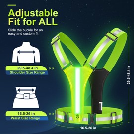 Mpijceu LED Reflective Vest Running Gear, High Visibility Reflective Running Gear, Rechargeable Light Up Running Vest for Night Running, Cycling, Walking, Adjustable Reflective Vest for Men and Women