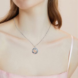 ROMANTICWORK Mother Gifts 925 Sterling Silver Mother Necklaces Mother and Child Love Heart Pendant Necklace Jewellery Mother's Day Christmas Gifts for Women Mother Daughter, Sterling Silver, No