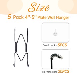 Plate Hangers for Wall for 4-5 inch, 5 Pack, Black