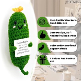 JYTDBCS Emotional Support Pickle, Positive Pickle Valentines Gifts for Her Him, Pocket Hug Worry Doll with Positive Affirmation Cards, Weird Good Luck Cute Romantic Funny Gifts for Women (cucumber)