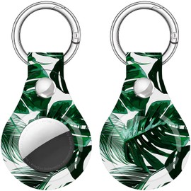Case for Airtags Holder, Cute Air Tags Case Cover with Anti-Lost Keychain, [Scratch Resistant] Protective Airtags Case for Apple Tracker Key Finder 2021 Women (Palm Leaf)