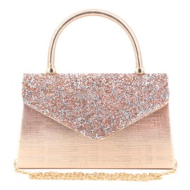 Naimo Women's Glitter Rhinestone Evening Bag Top Handle Clutch Shoulder Bag Handbag for Wedding Party Bride, champagne