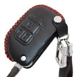 Genuine Leather Flip Key Fob Cover Case Protector for Jeep Wrangler JL Gladiator JT JLU 4 buttons