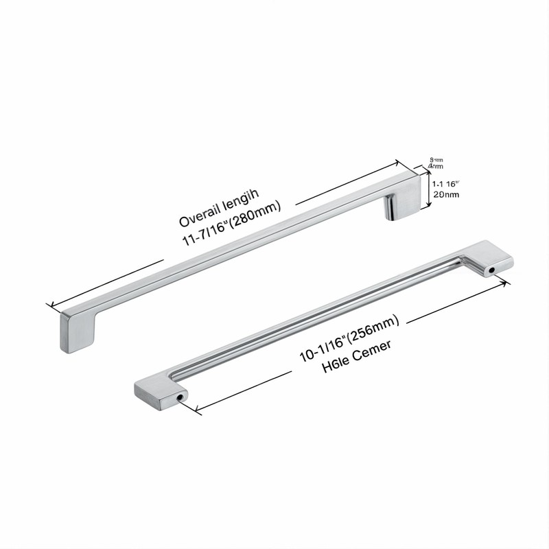 Dowell 3008 11-3/8" Slim Square Bar Pulls, 10-1/8“(256mm) Hole Centers,
