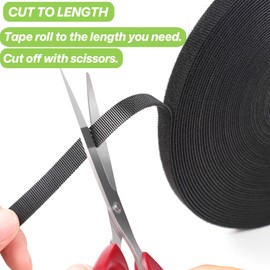 1/2in x 50ft Hook and Loop Roll Black Straps Ties for Cable Management