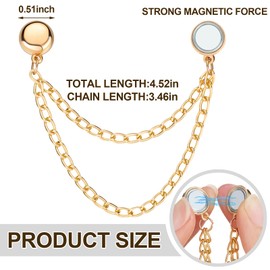 Daifunli 24 Pcs/12 Pairs Magnet Clothing Pins Multifunction Metal Magnetic Clothing Clips with Chain Securely Hold Clothes Long Pants Legs Cuffs Cinch Clips in Place for Women Decor