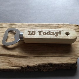 Ashton and Finch 18th Birthday Wooden Bottle Opener – Engraved 18 Today Gift for Him or Her
