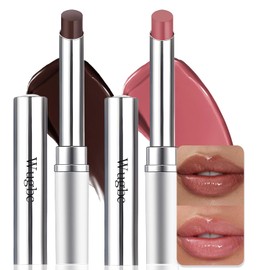 Bálsamo labial teñido de miel, 2 colores, fórmula transparente hidratante, lápiz labial negro y rosa, tinte de labios de alto brillo, suaviza el cuidado de los labios, combo para reparar labios secos, acabado ligero y natural brillante