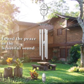 Kingtto Outdoor - Campanas de viento calmantes tonos melódicos de aluminio, ideal como regalo para tu patio, porche, jardín y patio trasero (22 pulgadas plateado)