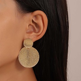 Enautoabs Boho Gold Disc Dangle Earrings Large Hammered Disc Earrings Round Disc Drop Earrings Exaggerated Disc Coin Earrings Metal Statement Earrings Jewelry for Women