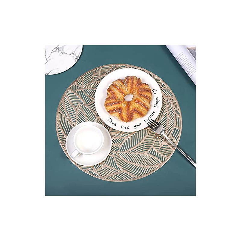 Hosoncovy 4 Pack Leaf Decorative Placemats PVC Placemats Hollow Dining