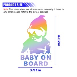 Baby on Board Sticker for Car, Funny Baby Safety Car Signs, Adhesive, Removable, Reflective, Waterproof, Cute Safety Caution Decal, No Need for Magnet or Suction Cup (2PCS Colorful)