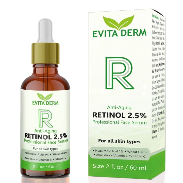 2.5% Retinol Serum 2 oz with Hyaluronic Acid & Vitamin
