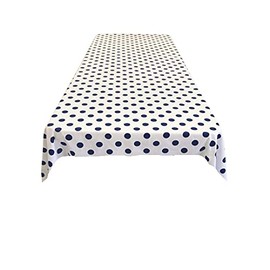 Backdrop King Inc, Square Polka Dot Poly Cotton Tablecloth. (Navy Blue Dot on White, 45" x 45" Square)
