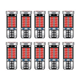 UHANBUT 10PCS 194 LED Light Bulb, T10 168 W5W 2825 LED Reading Bulb with 24-SMD 3014 Chipsets, Bright 6000K Car License Plate Lamp Bulbs for Car Interior Dome/Courtesy/Trunk Light (Red)