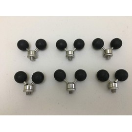 6 x Twin Rubber Ball Stainless Steel Fishing Rod Butt Rests for Pods/Bank Sticks. Fitted With stainless steel Adjustable locking nut. Carp and Coarse Fishing Tackle