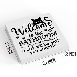 Black Cat Halloween Bathroom Decor Cute Halloween Decor Wooden Box Sign