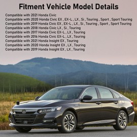 Moonlinks Compatible with 2016-2021 Honda Civic Side Mirror Cover Replacement,Glossy Black LH & RH Side Door Rearview Mirror Cap Trim for 10th Gen Civic,2019-2022 Insight,(1 Pair)