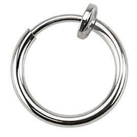 Fake Nose Septum Clicker Nose Ring Piercing Helix Titanium Plated, Titanium, Silver