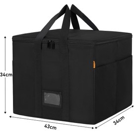 BQKOZFIN Record Case, Vinyl Record Storage Box, L43 x Width 34 x Height 34cm 12 inch LP Record Storage Box with Lid, Holds About 100 LP Discrete Boards Dustproof (Black), black, Modern