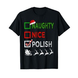 Naughty Nice Polish Christmas Pajamas Funny Santa Hat Xmas T-Shirt