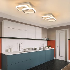 ADISUN Lámpara de Techo LED, Lampara de techo moderna con Cuadrada luces, Lámparas de techo Interior para pasillo, sala de estar, dormitorio, cocina, 22W, Luz blanca cálida 3000K-Blanco