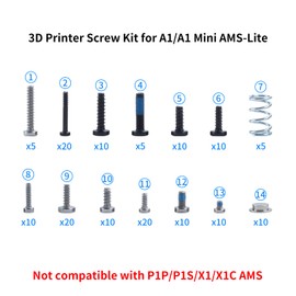 Imdinnogo 3D Printer Accessories Screws Assortment Kit for BambuLab A1/A1 Mini/AMS Lite: Ensured Precision Printing Used for Maintaining and Fastening 3D Printed Extruder Part