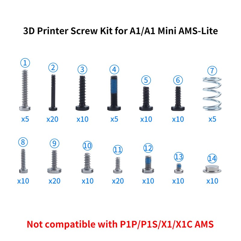Imdinnogo 3D Printer Accessories Screws Assortment Kit for BambuLab A1/A1