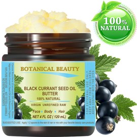 Botanical Beauty Botanical Beauty BLACK CURRANT SEED OIL BUTTER 100% Pure Natural VIRGIN UNREFINED Cold-Pressed 4 Fl oz 120 ml for Face, Skin, Body, Hair, Lip, Nails. Rich in Gamma-Linolenic Acid, Vitamin E