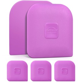 Pan Scraper - CLUEAPOP 5 Pcs Plastic Scraper Tool Set - Dish Scraper for Cast Iron - Non Scratch for Pot Cleaning Scraper - Non-Slip High Heat Resistant Kitchen Scraper Tool