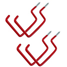 TERF® Household Tool Hook Screw-in Hooks Storage Shed Garage Utility Hook Multi-Purpose Hooks Set Heavy Duty Wall Mount Vinyl Coated Storage Household Hooks for Garden Garage Shed Tools - Pack of 4