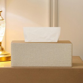 NICEME Tissue Box Tissue Box Desk Tissue Box Paper Towel Dispenser Office Home Tissue Box 10.3 x 25.2 x 14 cm Beige