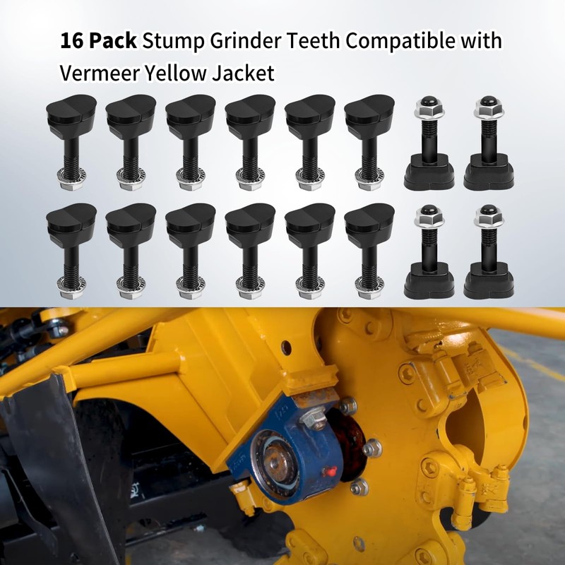 16 Pack Stump Grinder Teeth Compatible with Vermeer Yellow Jacket