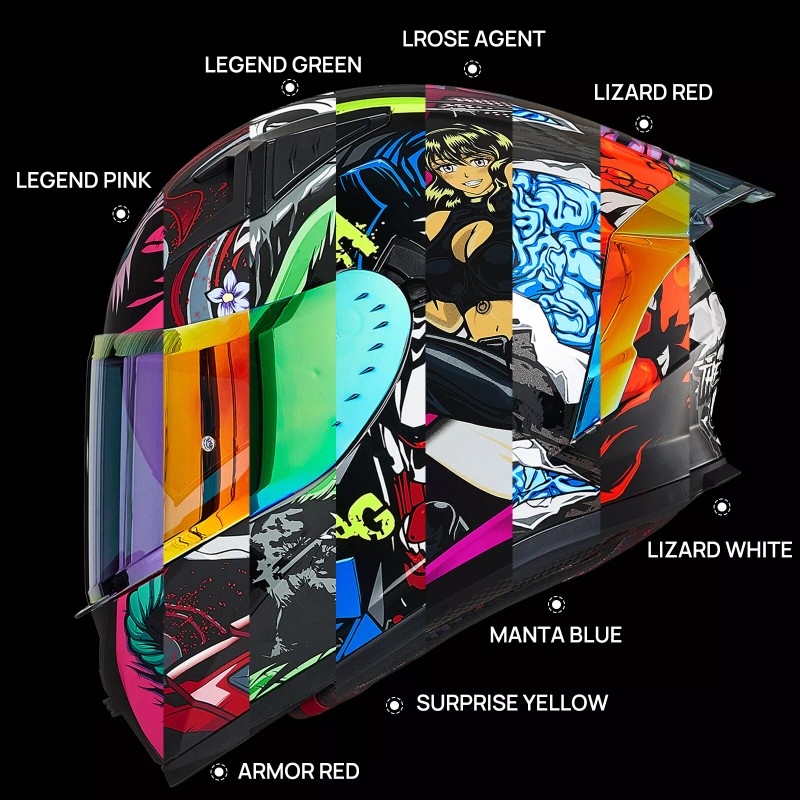 ILM Armor Red Full Face Motorcycle Helmets Mirrored&Clear Visors 2