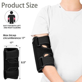 Wilsonzin Elbow Support for Cubital Tunnel Syndrome with 2 Support Plates, Night Sleep Elbow Support for Tendinitis, Arthritis, Bandage Elbow for Weightlifting, Golf, Tennis, Garden (Pack of 1)