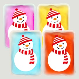 Large Hand Warmers Click, Reusable Snap Heat Pack, Hand Warmers Boil Click Heat Pocket Hand Warmer, Pouch Gel Hand Warmers Long Lasting Warmth (White Snowman （4 Pack）, Large)