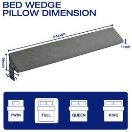 MIDLADE Full Bed Wedge Pillow for Headboard Pillow Wedge Light Grey