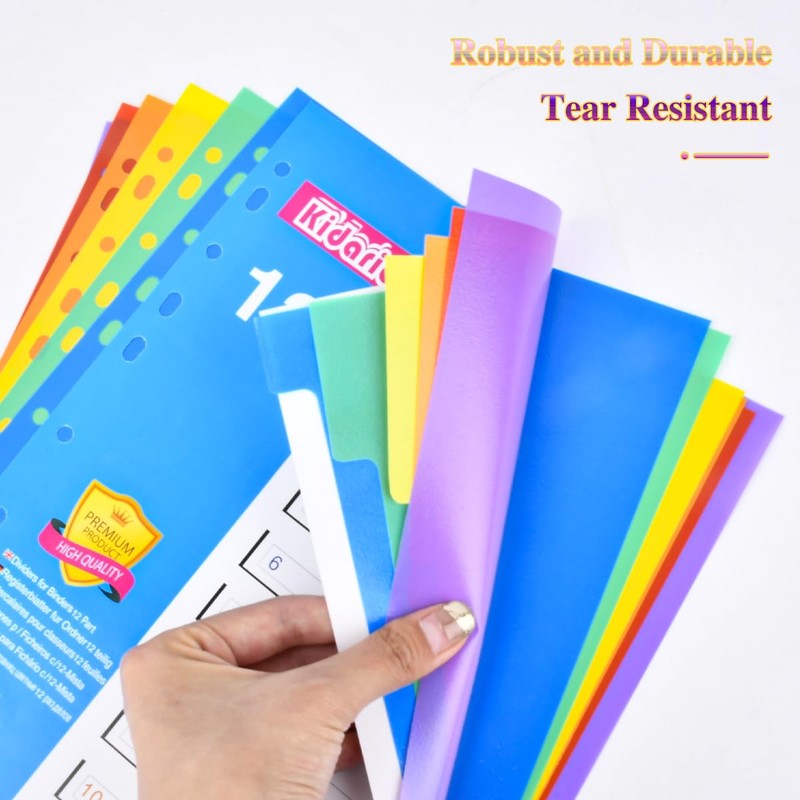 File Dividers Folder Dividers 12 Part, 3 Pack Plastic Binder