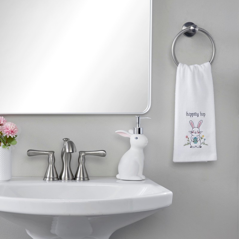 SKL Home Easter Hippity Hop Towel Set, White 2 Pack