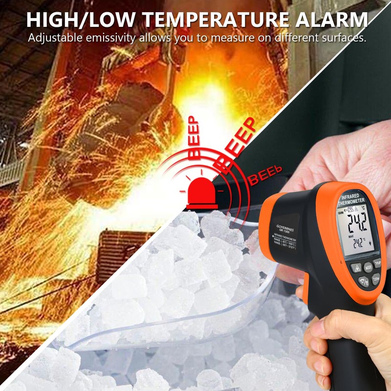GOYERRNES Pyrometer 30:1 Industrial, -58℉ to 2732℉ Digital High Temp