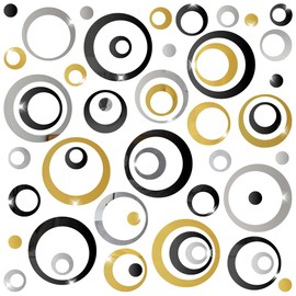 72 pegatinas de pared circulares espejo acrílico, juego pegatinas de pared autoadhesivas redondas extraíbles, puntos redondos 3D, decoración artística dormitorio hogar sofá TV (plata+negro+oro)
