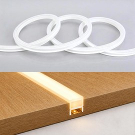 Silicone LED Channel System, 16.4FT Flexible LED Strip Light Cover, 3-Sided Emitting Silicone Diffuse for COB & LED Strip Lights, Spotless Silicone Channel for Cabinet, Shelf, Room, Patio Lighting