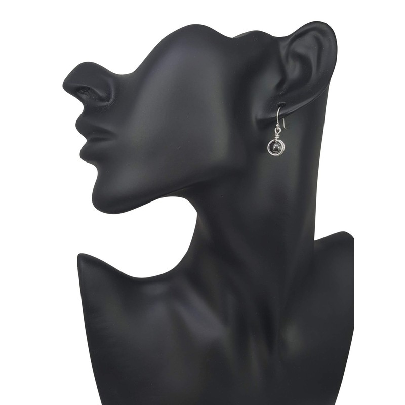 Sterling Silver Hematite Natural Gemstone Dangle Drop Earrings