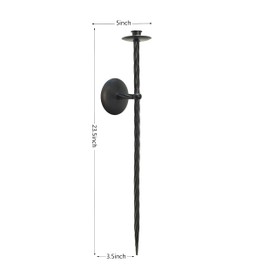 Remenna Large Wall Candle Holder Set of 2 Twisted Candle Sconces Wall Mount Metal Candle Holders Decor for Bedroom Dining Room 23.5" (Black)