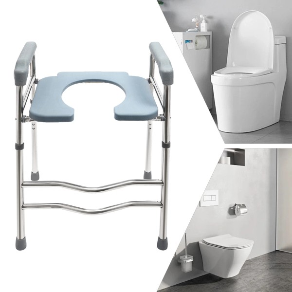 Unbranded Raised Toilet Seat &Handle Adjustable Height 275lb Capacity Elevated