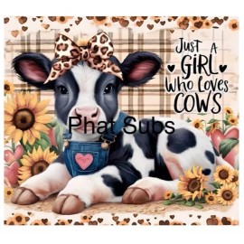 Unbranded 20oz Sublimation Tumbler Wrap Girl Who Loves Cows Ready To Press Heat Transfer