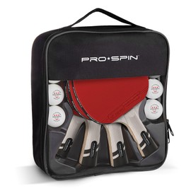 PRO-SPIN Ping Pong Paddles - Professional Level Table Tennis Rackets with Carbon Fiber for Superior Control | 7-Ply Blade, Premium Rubber, 2.0mm Sponge (4-Pack, Red)