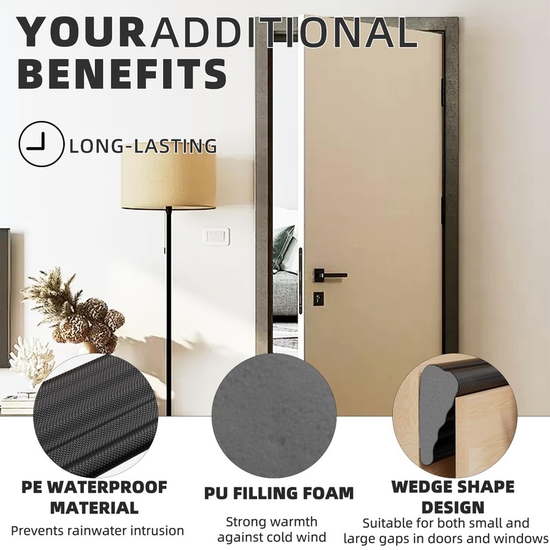 118 Inch Wedge-Shape Weather Stripping Door Seal,Windows and Doors Insulation
